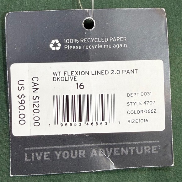 NWT Eddie Bauer 16 Tall Flexion Lined Pant Green Active Winter Utility Outdoor - Picture 8 of 12